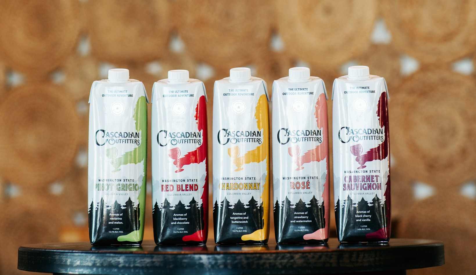 Cans of Cascadian Outfitters wine