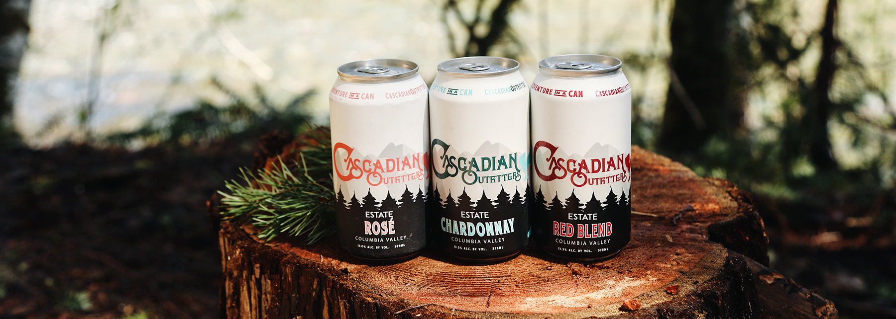 Cans of Cascadian Outfitters wine